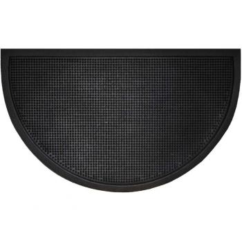 Felpudo FINGERTIP robusto de 100% caucho 45 x 75 cm forma de media luna. Para uso exterior. Resistente a las heladas. De color negro.