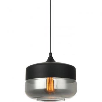 Lámpara colgante moderna Molina Black - Lámpara colgante moderna negra 1 luz con pantalla negra ahumada, regulable E27