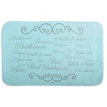 Alfombra de Baño Microfibra Antideslizante Azul Paris 45 x 75 cm Lavable Suave