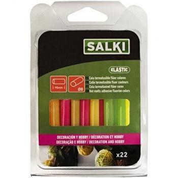 salki 0430106 Barras Caliente En Color Flúor Ideal para Creatividades y Manualidades, 7.5 mm, Set de 22 Piezas