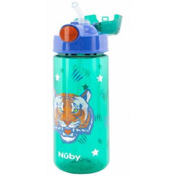 Taza Brillante con Pajita Suave y Botón Presión Tigre 540ml - Nuby