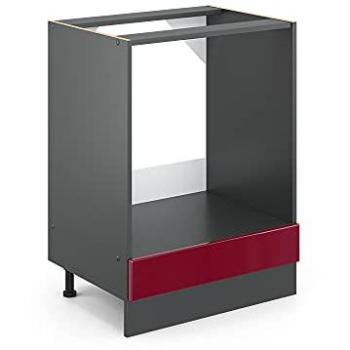Armario para horno empotrado R-Line, Rojo Burdeos alto brillo, 60 cm con acabado en Mármol Vicco
