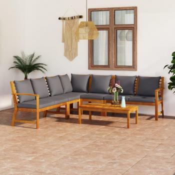 6-Piece Solid Acacia Wood Garden Lounge Set with Cushions