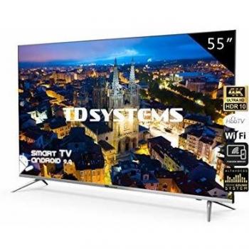 Televisores Smart TV 55 Pulgadas 4K UHD Android 9.0 y Hbbtv / 1300 PCI Hz/ 3X HDMI/ 2X USB/UHD HDR10/DVB-T2/C/S2/ televisiones led TD Systems K55DLJ10US
