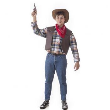 Kit de Pistolero Cowboy para hombre: Conjunto de Chaleco, Pañuelo y Sombrero