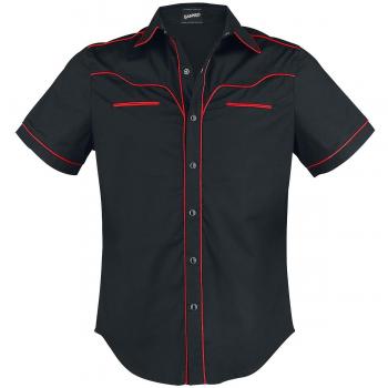 Banned Plain Trim Camisa Negro/Rojo S