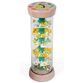 Janod - Palo de Lluvia de Madera - Colección Pure - Juguete de Estímulo para Bebés - Desarrolla la Motricidad Fina - Estimulación Visual y Sonora - Pintura al Agua - A partir de 6 Meses, J05193