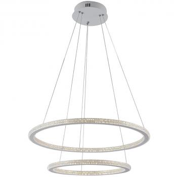 Plafón LED Bryant Aluminium con difusor acrílico blanco, 1 ampoule, dimensiones 60x2+40x2 cm, 3555 lm, temperatura de color 3000K