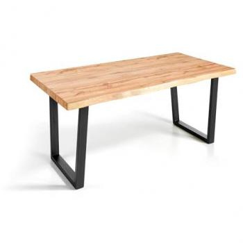 Mesa de Comedor Fija MDF Roble Rústico Modelo Alaska con Patas Metálicas Negras - 200 x 100 x 76 cm