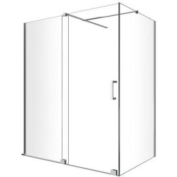 Cabina de Ducha Esquinera Sin Marco con Panel Fijo Lateral y Puerta Corredera, Altura 200 cm, Cromo Transparente, Medidas 70 (68-70) x 160 (156-161)