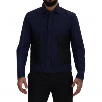 Dsquared² Dark Blue Cotton Collared Long Sleeves Casual Shirt - IT48 | M