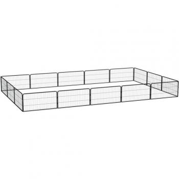 vidaXL 16-Panel Dog Playpen Black 100x50 cm Powder-coated Steel