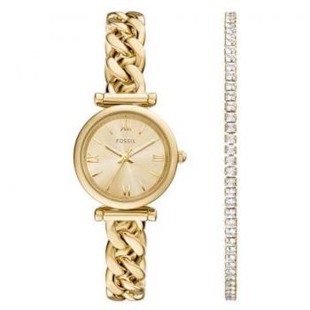 Set de Reloj y Pulsera Fossil CARLIE ES5387SET, Dama, Color Dorado, Acero Inoxidable, Analógico