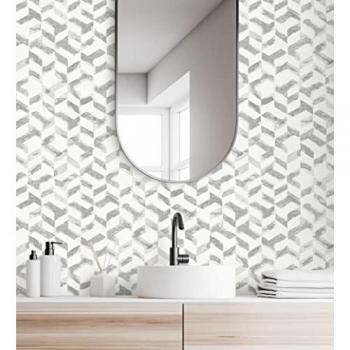 Papel Pintado Vinílico Ecológico Geométrico Texturizado con Tonos Metalizados - Rollo de 10 m x 0,53 m