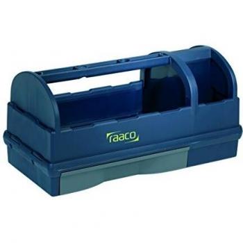 Caja de herramientas abierta Raaco con cajón, 476x228x230mm, color azul oscuro, fabricada en PP