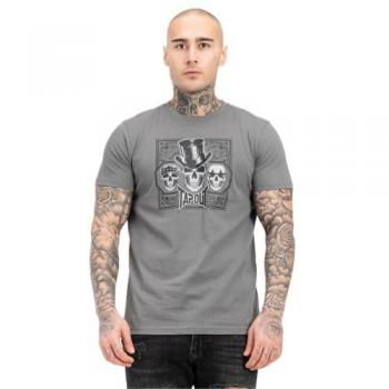 Camiseta de Hombre Tapout Skull de Manga Corta Gris Normal Fit