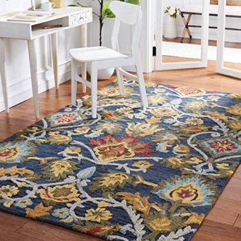 Safavieh Blossom 5' x 8' Hand Hooked Wool Floral Area Rug in Navy/Multi