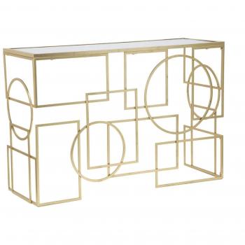 Consola Marie de metal dorado con superficie de espejo 120x41x81 cm