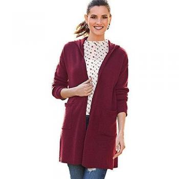 VENCA Chaqueta con Capucha y canalé en Bolsillos Mujer by Vencastyle - 007903,Granate,3XL