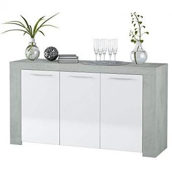 Aparador 3 Puertas Gris Blanco 144x42x80 cm