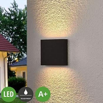 Aplique LED exterior Trixy rectang. gris grafito, moderno, hecho de aluminio, 2 llamas