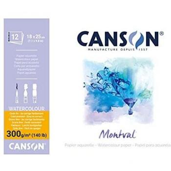 Bloc Encolado, 18x25 cm, 12 Hojas, Canson Montval, Grano Fino 300g