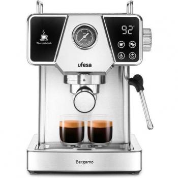 Ufesa CE7240 Bergamo Cafetera Espresso 20 Bares, 1.8 L, 1350 W, Acero Inoxidable/Negro