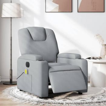 Sillón reclinable de masaje eléctrico en tela gris claro, gris oscuro y negro - Sillón cómodo para dormitorio y relax