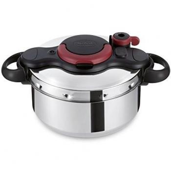 Tefal Clipso Minut Easy Olla a presión de 6 L, con 5 Sistemas de Seguridad y Cierre fácil con una Sola Mano, Acero Inoxidable, 22 cm