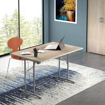 Mesa Plegable Moderna DMORA Arnica, Camping con Patas de Metal, 100% Made in Italy, 125x75x80 cm, Color Roble y Gris