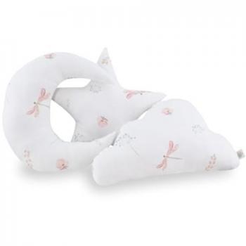 Pack de 3 Cojines Decorativos Infantiles Jyoko en Algodón Orgánico con Formas de Estrella, Nube y Luna