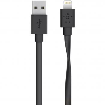 Belkin Mixit - Cable Plano de Lightning a USB para Apple iPhone y iPad, 1.2 m, Negro