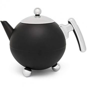 Bredemeijer Tetera Duet® Bella Ronde 1,2L, negro mate, accesorios de cromo