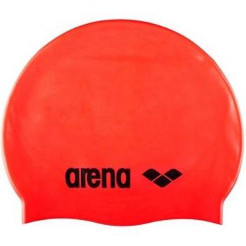 Arena Classic Silicone Swimming Cap - Fluo Red and Black