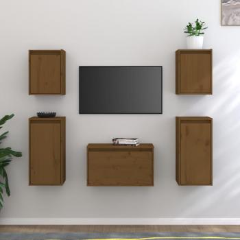 vidaXL Muebles para TV 5 piezas madera maciza de pino