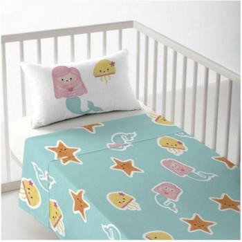 COOL KIDS Juego de sábanas para cuna de 2 piezas con diseño de sirenas
