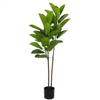 Planta Artificial Ficus Elastica 140 cm - Realista, con Maceta Incluida, Apta para Interior y Exterior