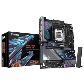 GIGABYTE X870E AORUS MASTER X3D ATX Motherboard - AMD Ryzen 9000 Support, 18+2+2 Phases Digital VRM, Up to 9000Hz DDR5 (OC), Dual