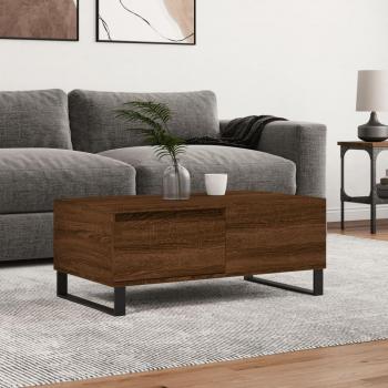 Mesa de centro vidaXL madera contrachapada 90x50x36,5 cm color blanco brillante y roble sonoma, mesita de salón o comedor auxiliar
