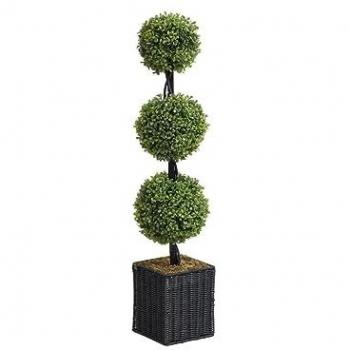 Boj Artificial con Maceta de 3 Esferas - Altura 90 cm x Diámetro 18 cm - PILANA