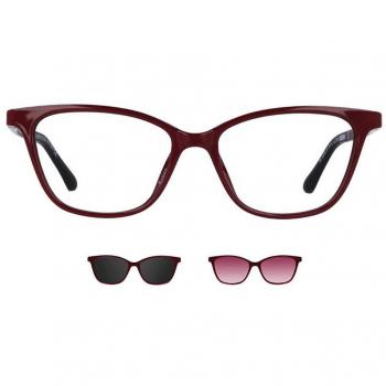 Gafas Cat Eye Clip-On de Plástico Borgoña para Mujer - Lentes Recetadas Anti-Azules - SmartBuy Collection