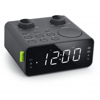 Muse M de 17 CR Radio con pantalla grande dual Alarma, Pantalla de regulador de intensidad, alarma y función de repetición apagado, Negro