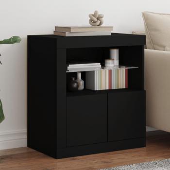 Armario aparador negro con luces LED 60,5x37x67 cm