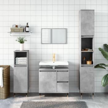 Armario de baño de madera contrachapada gris hormigón 65x33x60 cm