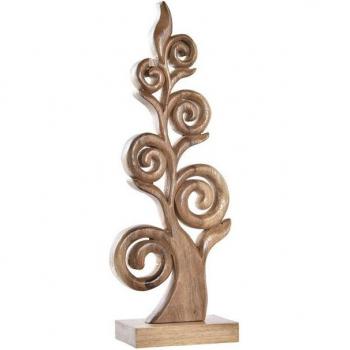 Árbol de decoración de aluminio y acacia (18 x 9,5 x 38 cm)