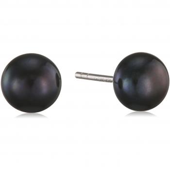 Pendientes de Perlas de Agua Dulce para Dama en Plata de Ley 925 - Perlas Cultivadas de 7 mm en Color Azul Pavo Real