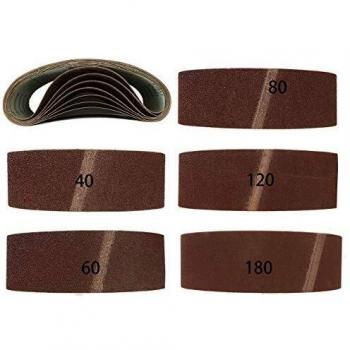 Bandas de lijado de tejido, 10 unidades, 75 x 457 mm, grano 2 de 40/60/80/120/180, para lijadora de banda