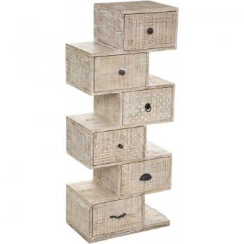 Cómoda de Madera Atmosphera Ajay con 6 cajones asimétricos, fabricada en madera de mango