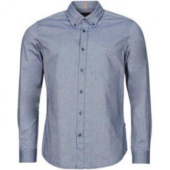 BOSS Rickert Men's Long Sleeved Shirt - Blue, Regular Fit, Oxford Fabric, Size: S
