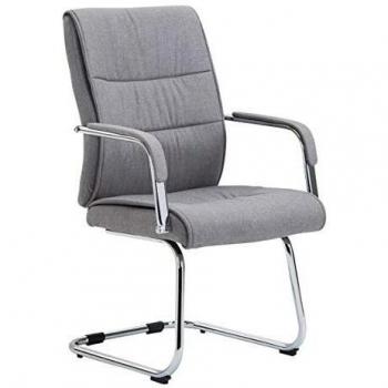 Silla de Visita Estilo Cantilever Sievert en Tela Gris Claro con Apoyabrazos y Protectores de Suelo